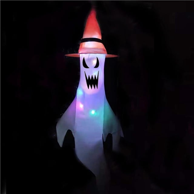 Inteprter Decoraciones de Halloween Ghost Windsock LED Luminous Hanging Spooky Flag Party Props para Terrazas Céspedes Jardines Kits de decoración para fiestas Numero 5 Inteprter HA044535-05