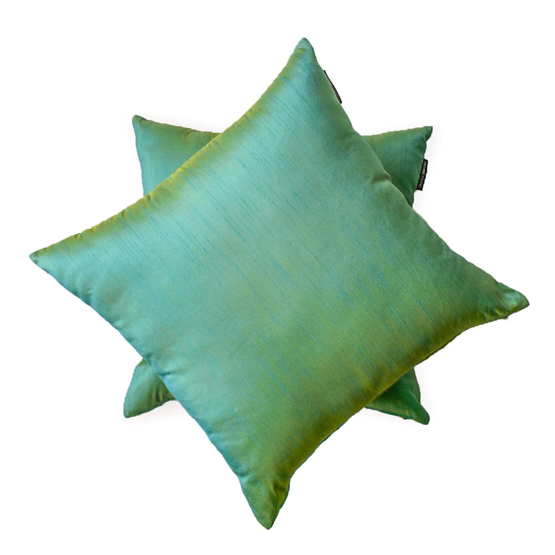 Aqua Luxury Lumbar Pillow Cover 20"x26" | Pack of 2 Modern Art Silk Oblong Euro Shams | Solid & Two Tone Silk Pillowcases for Bed, Couch & Sofa, Modern Home Décor - Aqua Yellow Luxury