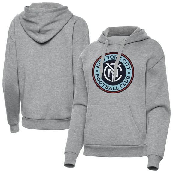 Women's-Antigua  Heather Gray New York City FC Victory Pullover Hoodie