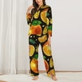 thumbnail image 3 of Disketp Pajamas Set Long Sleeve Sleepwear Womens Button Down Nightwear Pj Sets-Tangerine, 3 of 9