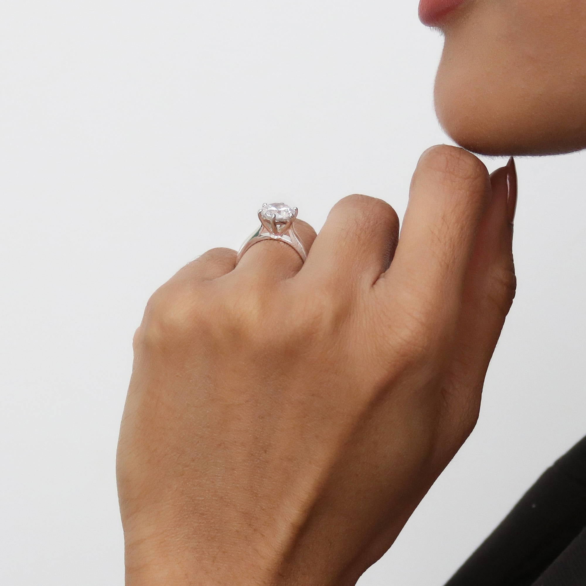 BERRICLE Sterling Silver Solitaire Wedding Engagement Rings 2 Carat Round Cut Cubic Zirconia CZ Promise Ring for Women, Rhodium Plated Size 5