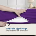 thumbnail image 3 of King Size Zipper Fitted Sheet Only – 100% Egyptian Cotton, 600 Thread Count, 22-Inch Extra Deep Pocket, Luxury Sateen Weave Bottom Sheet, Hotel Quality, ( 78" x 80" +22" , Purple Solid ), 3 of 6