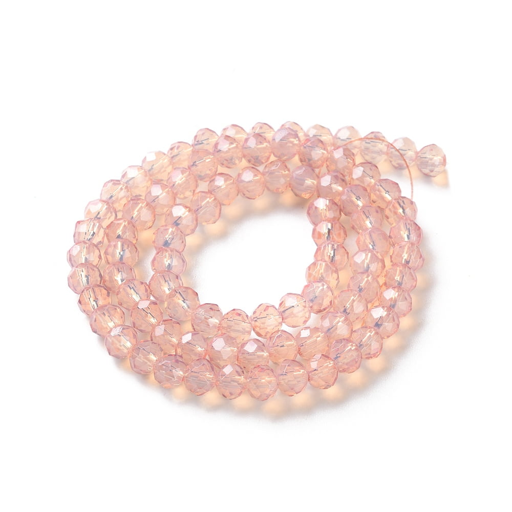 Baking Painted Transparent Glass Beads Strands Imitation Opalite Faceted Round Dark Salmon 6x5mm Hole: 1.3mm about 80~85pcs/strand 38~40cm
