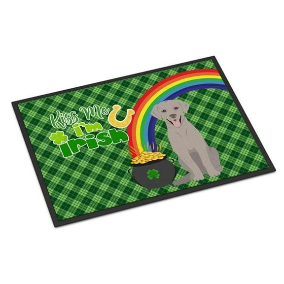 Gray Labrador Retriever St. Patrick's Day Indoor or Outdoor Mat 24x36 36 in x 24 in