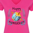thumbnail image 4 of Inktastic Happy Hanukkah Dreidel and Laurels Women's V-Neck T-Shirt, 4 of 5