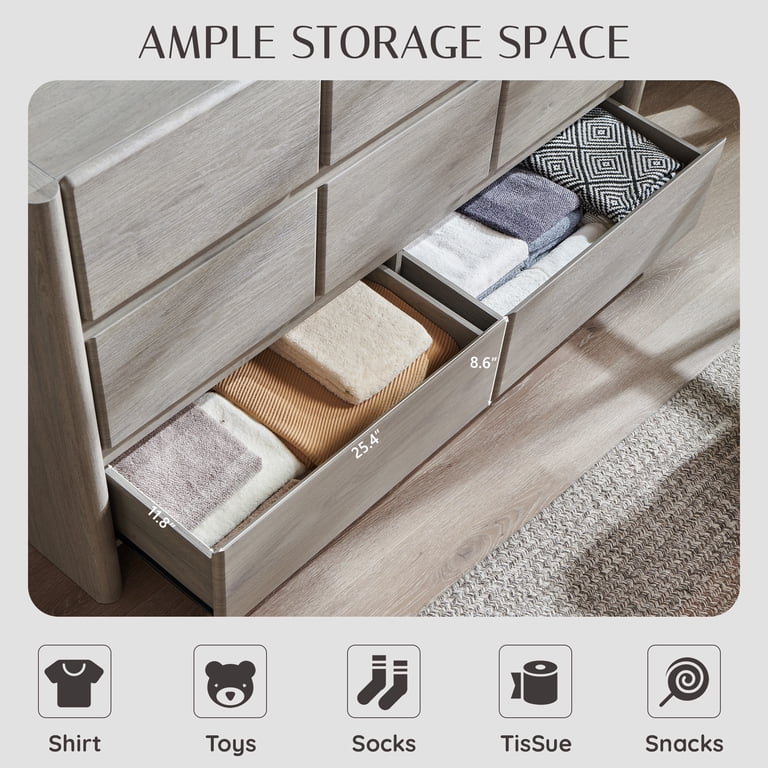wow97e Modern 8 Drawers Dresser for Bedroom, 55