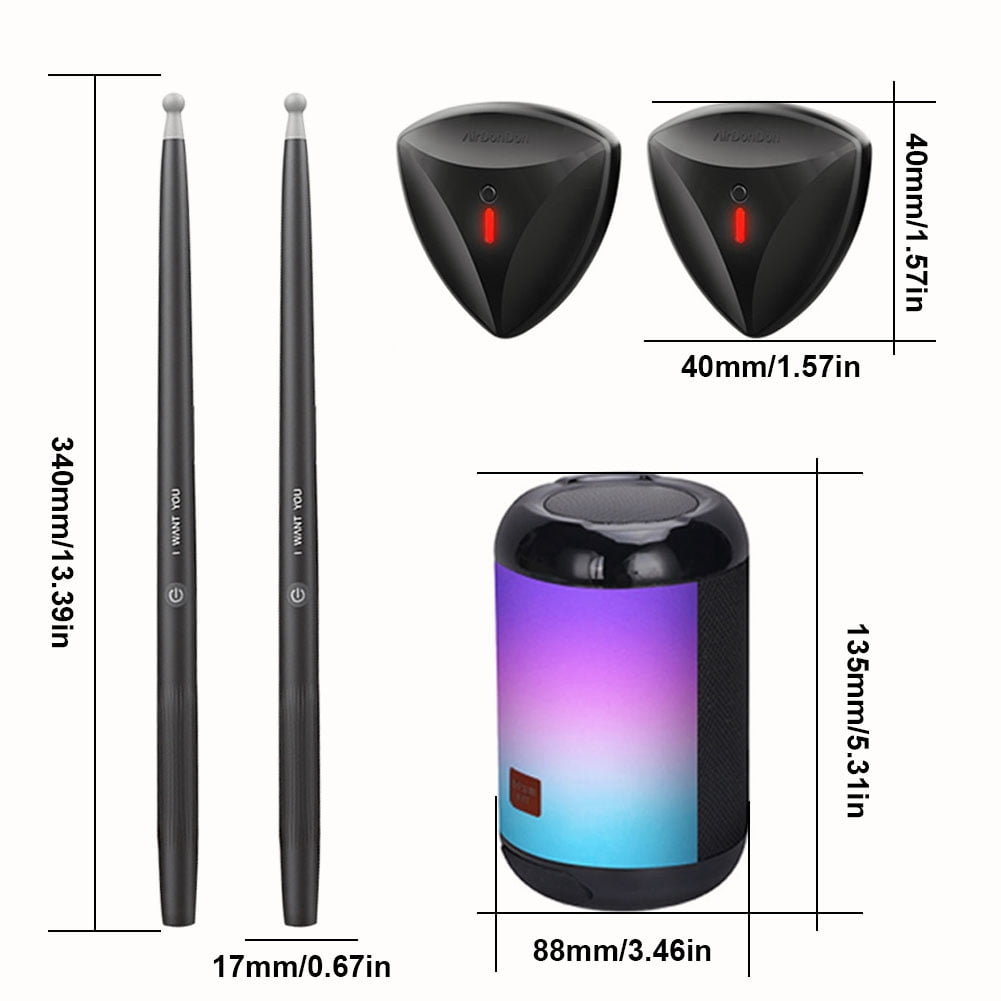 BLEEUS Bt Electric Air Drum Set With Foot Pedals Headphone Jack (Professional Version) Musical Instruments Supplies (Professional Version)