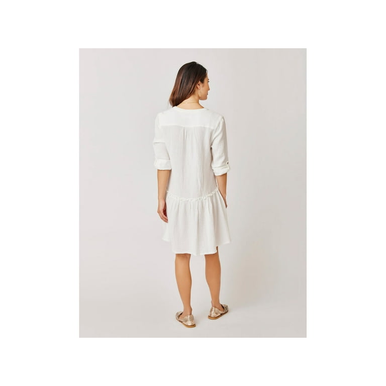 Women's Tiered Dress Carve Designs Women's Blair Dress  Collarless  Button-Down With Tiered Ruffled Skirt Lark Linen