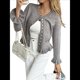 thumbnail image 2 of Suéteres Tipo Cárdigan con Botones para Mujer, Ligeros, de Larga, Cuello Redondo, de Punto, de Verano, con Abertura Frontal Gris XL, 2 of 7