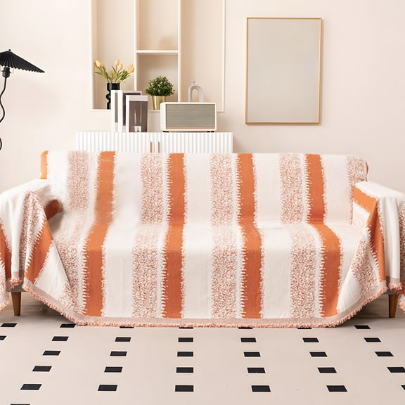 Tgbvmt Comfortable Light Striped Sofa Cover, Non-Slip Universal Sofa Protector, Soft and Stretchy Fabric, Machine Washable Blanket, Ideal for Protecting Furniture from Wear and Tear