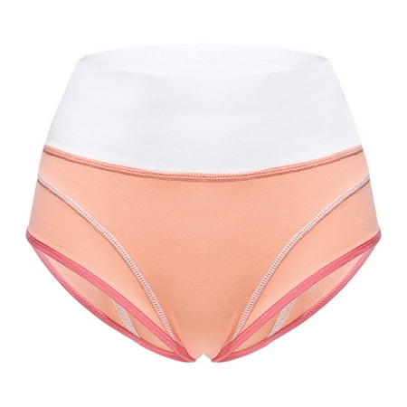 

Kddylitq Tummy Control Panties for Women Seamless Breathable Underwear Color Block Soft High Waisted Cotton Stretch Brief Orange XS