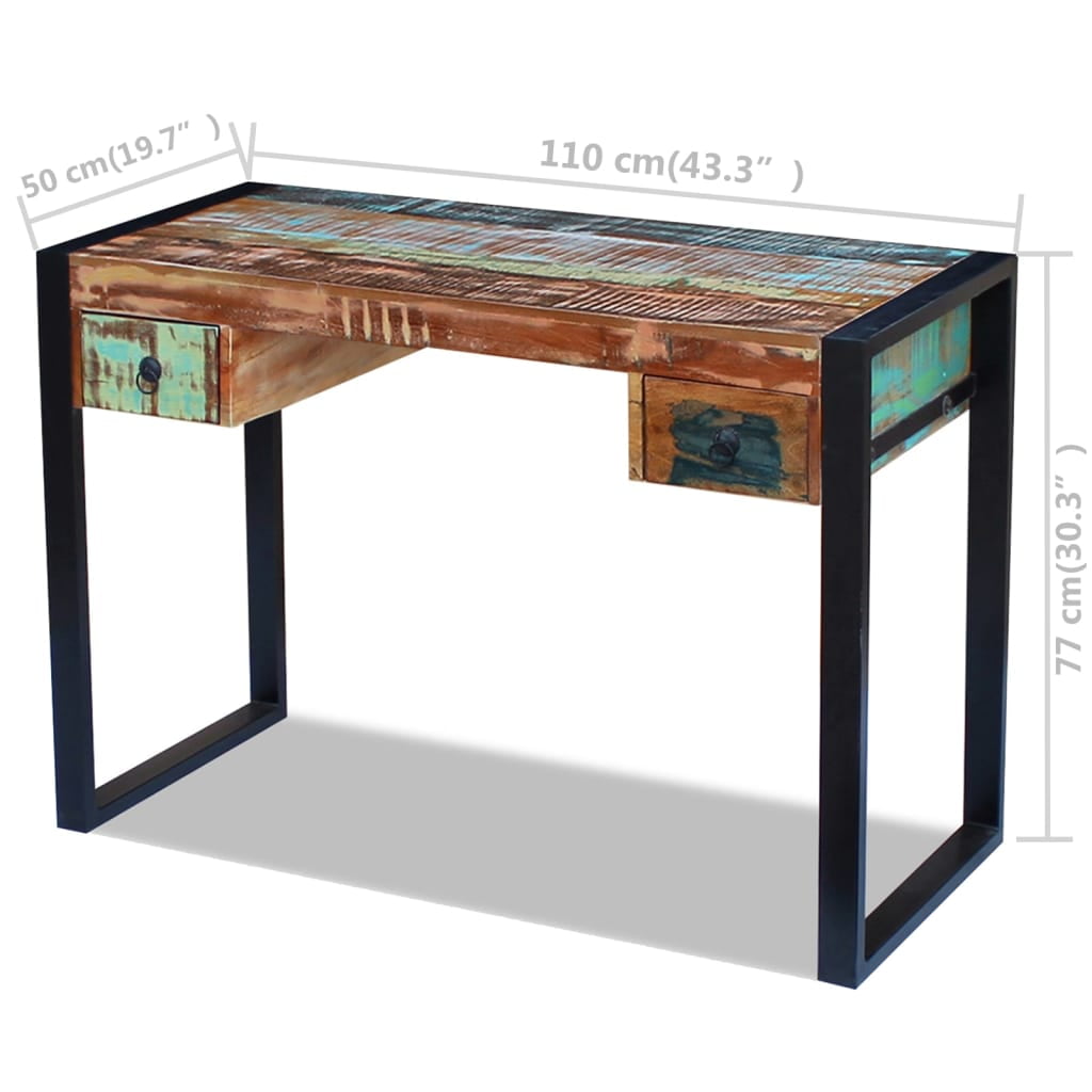 Kepooman Modern Solid Reclaimed Wood Workstation Table for Home Office, 43.3" x 19.7" x 30.3", Brown Kepooman Modern Solid Reclaimed Wood Workstation Table for Home Office, 43.3" x 19.7" x 30.3", Brown