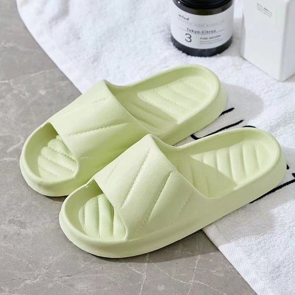 Nvzi-c Slippers for Women and Men Non Slip Quick Drying Shower Slides Bathroom Sandals ，Ultra Cushion ，Thick Sole（Size：40-41，Green）