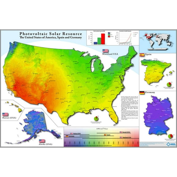 36"x24" Heavyweight Photo Paper Quality Poster: Climate Map - Global Climate Change