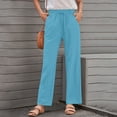 thumbnail image 7 of Laqbezok Women's Cotton Linen Pants, High Waist Drawstring Casual Loose Trousers with Pockets for Summer Beach Travel Vacation, 7 of 7