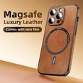 thumbnail image 2 of Funda magnética de cuero para teléfono móvil, protector de lente de vidrio a prueba de golpes de lujo para iPhone 15, 14, 13, 12, 11 Pro Max, 2 of 5