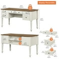 thumbnail image 3 of Farmhouse Executive Desk with Drawers, Charging Function, File Drawer, for Home Office, Work, Study Room, Oak, 3 of 7