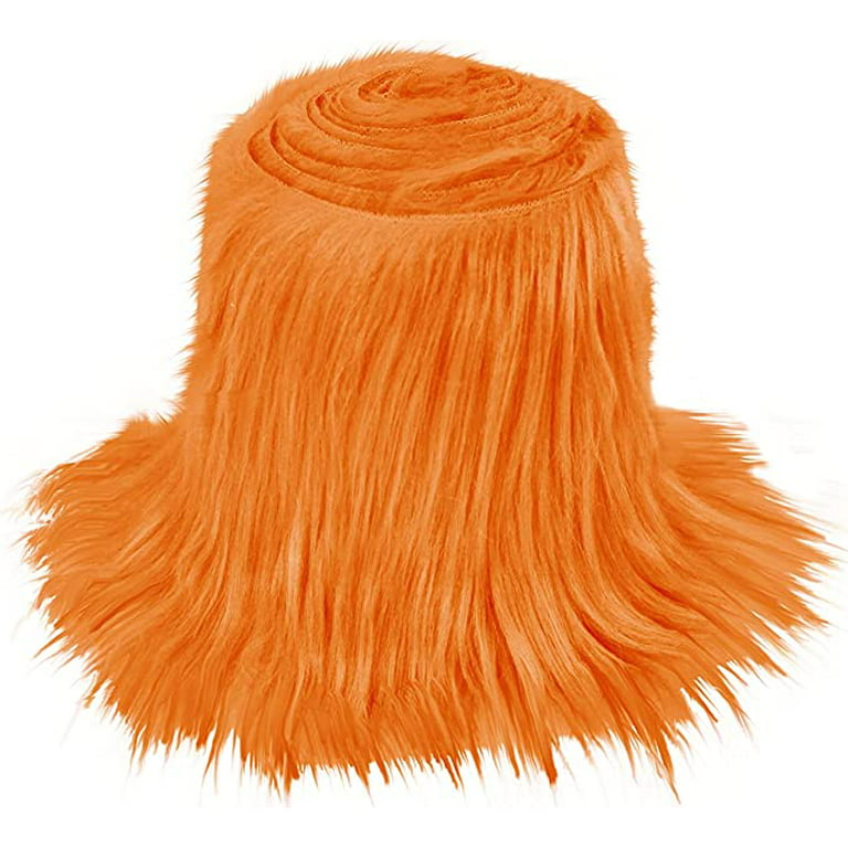 Ice Fabrics Shaggy Mohair Faux Fur Fabric Strips Ribbon, Pre Cut Roll, 2 inch Wide by 60 inch Long - Orange, Size: 2 x 60