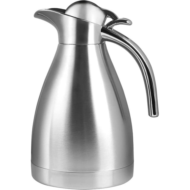 TOSAMZOO Cafetière Thermique en Acier Inoxydable de Qualité Alimentaire 34 Oz/double Paroi Isolée sous Vide avec Bouton-Poussoir, Rétention de Chaleur et de Froid 12+ Heures pour Café, Thé, Boisson etc (1.0L)