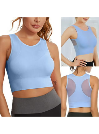 Women's Longline Sports Bra V-Neck Cross Back Crop Tank Tops Wirefree  Padded Gym Running Workout with Built in Bra : : Clothing, Shoes 