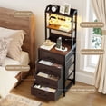 thumbnail image 2 of GUNAITO Nightstand with Charging Station & LED Light, 4 Fabric Drawers & 3 Shelves Bedside Table, Modern End Table for Bedroom,Brown, 2 of 8
