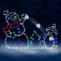 Christmas Decorations, 10.24x15.75 Inch Fun Animated Snowball Fight Active Light String Frame Decor, Animated Christmas Decoration for Indoor Outdoor decoracion, for Lighted Snowman Yard