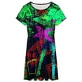 thumbnail image 3 of Neo Pop Art Blacklight Glow in The Dark Dress Summer Street Style Dresses Female Short Sleeve Printed Sundress, 3 of 7