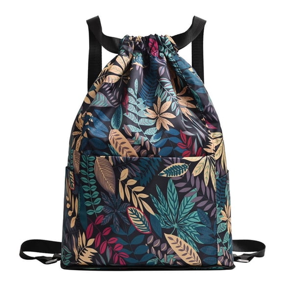 Floral Drawstring Yoga Backpack - Lightweight, Waterproof Oxford Nylon for Women and Men