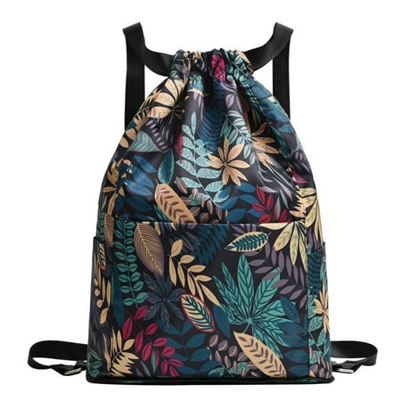 Clerance! Double Shoulder Leaves 2023 New Print European And American Fashion Casual All-Match Large Capacity Travel Oxford Nylon Portable Single Shoulder Women S Cloth Bag
