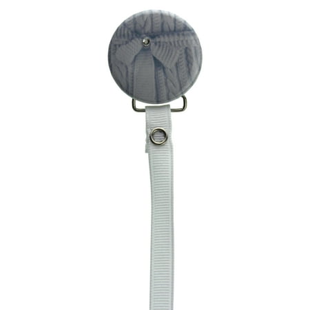 Knit Pacifier Clip with Matching Ribbon