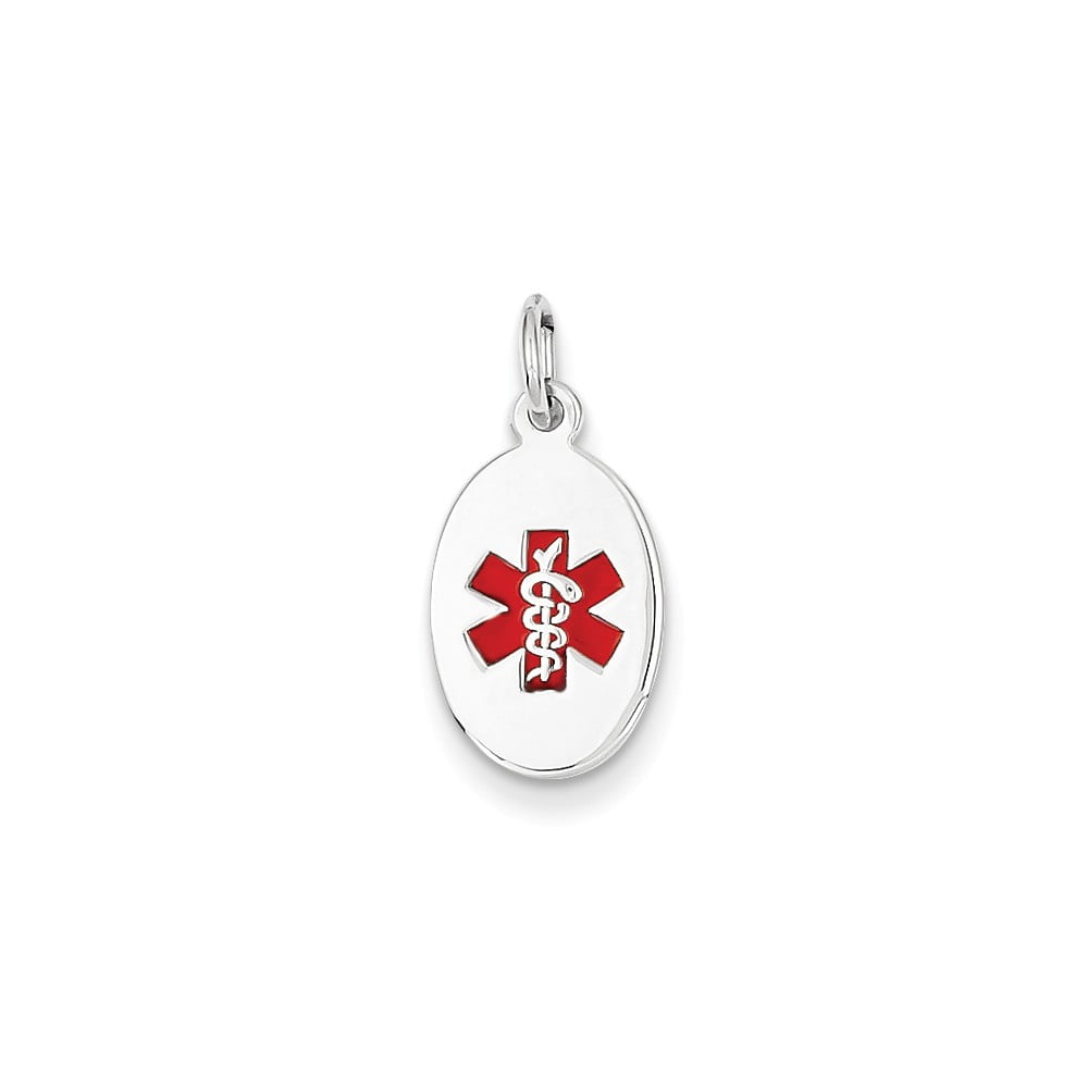 Bijou 14k White Gold Medical Alert ID Charm Pendants