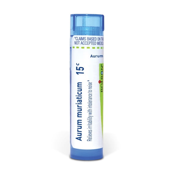 Boiron Aurum Muriaticum 15C, Homeopathic Medicine for Irritability With Intolerance To Noise, 80 Pellets