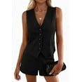 thumbnail image 3 of PRETTYGARDEN 2 Piece Sets for Women Spring Fashion Button Vest Tops High Waist Shorts Summer Business Casual Outfits, 3 of 10