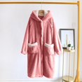thumbnail image 2 of Elainilye Fashion Robe For Women Loose Coral Velvet Long Pajama Loungewear Winter Thickened Flannel Homewear Bathrobe,Red, 2 of 8