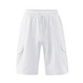 thumbnail image 4 of Women's Plus Size Drawstring Mid Expandable Waist Casual Cotton And Linen Cargo Shorts with Pockets ,White, 4 of 4