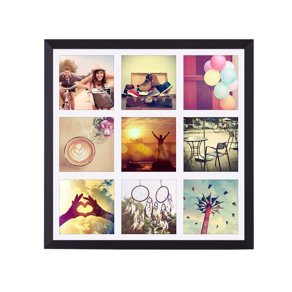Black Collage Picture Frame; Holds Nine 4x4-inch Photos or ...