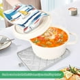 thumbnail image 3 of Yayeee Pot Holders Kitchen Heat Resistant with Pocket 7"x9.8" Cotton Oven Cooking Hot Pads, Dark Blue Hand Drawn Sailboats, 3 of 7