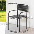 thumbnail image 2 of Set of 4 Stackable Patio Dining Chairs, All-Weather HDPE Slatted Outdoor Chairs with Armrests & Metal Frame, Black Seating for Garden, Backyard, Deck, and Balcony, 264 lbs Capacity, 2 of 7