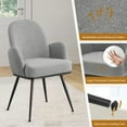 thumbnail image 4 of Gray Dining Chairs Set of 4, Modern Boucle Fabric Upholstered Kitchen Dining Chairs with Arms and Sturdy Metal Legs for Restaurant Cafe Living Room Bedroom, 4 of 9