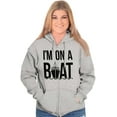 thumbnail image 4 of Funny I'm On a Boat Fishing Joke Unisex Fleece Graphic Zip Up Hoodie Brisco Brands 4X, 4 of 5