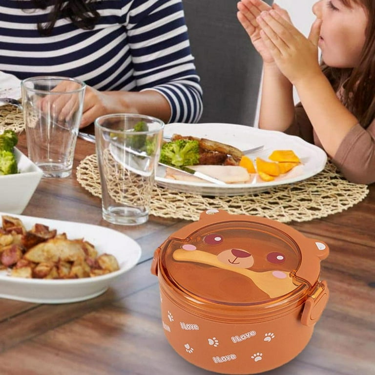 Stackable Bento Box Kids Cute Bear Leakproof Lunch Containers For Hot Food  Vacuum Thermos Lunch Box Thermal Boxes Kitchen Gadget - AliExpress