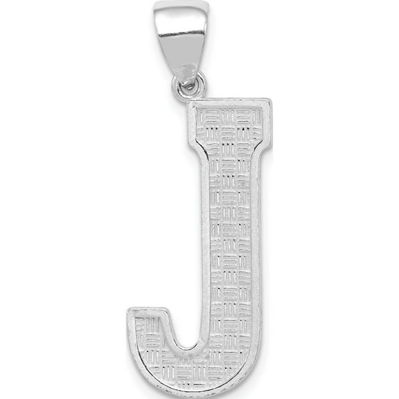925 Sterling Silver Initial J (15to17x35mm) Pendant / Charm