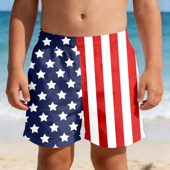 BOOMNY 250 Anniversary Usa Baby Boys Shorts Elastic Waist Beach Shorts for Kids Independence Day Patriotic Usa Flag Graphic Childrens Summer Dailywear