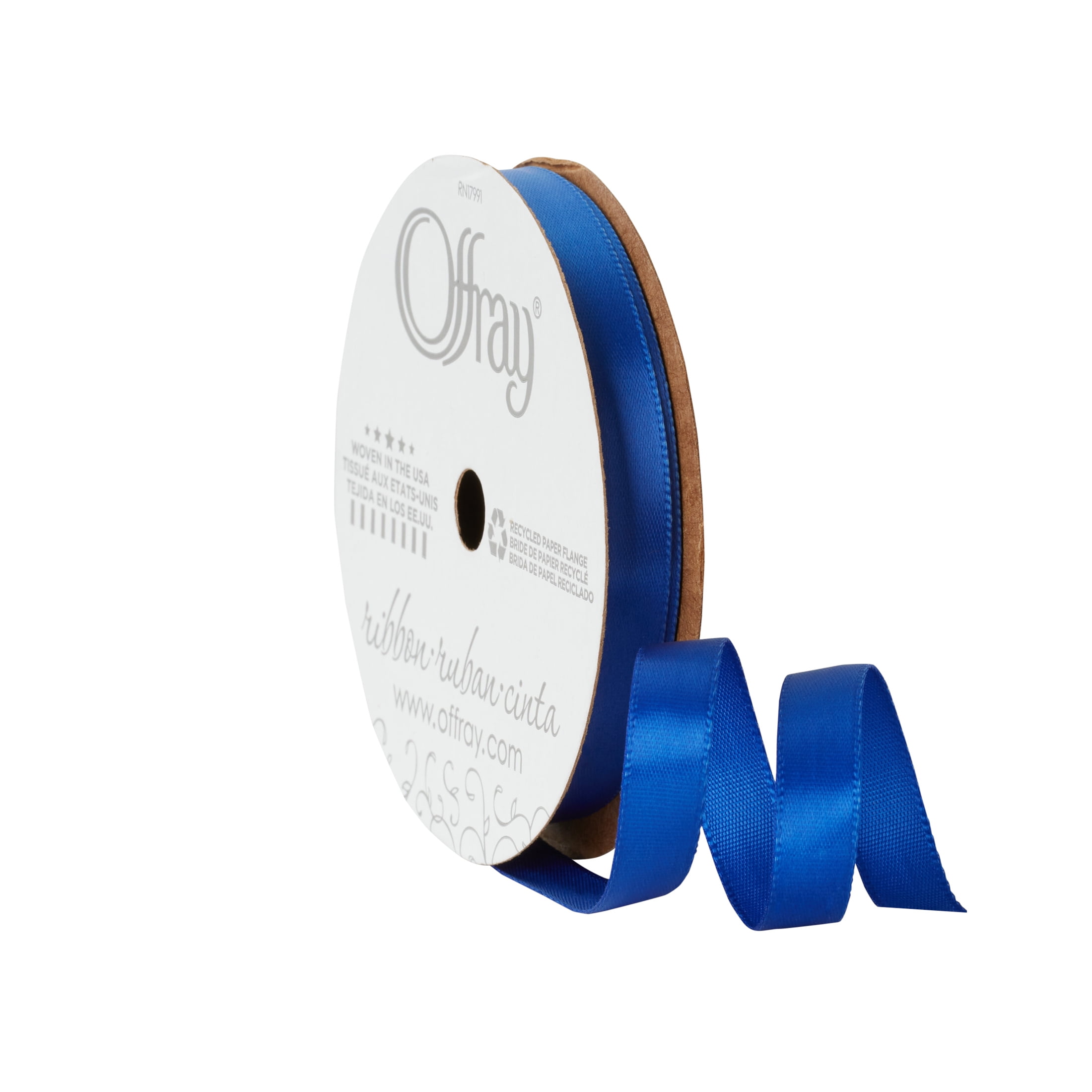 (3 pack) Offray Ribbon, Royal Blue 3/8 inch Single Face Satin Polyester Ribbon, 18 feet