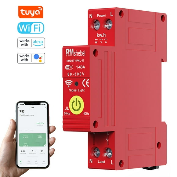 Mistaha Smart WiFi Circuit Breaker with Automatic Reclosing and Metering Function, Tuya APP Control, Voice Control Compatible with Alexa and Google Assistant, Easy Installation, Wide