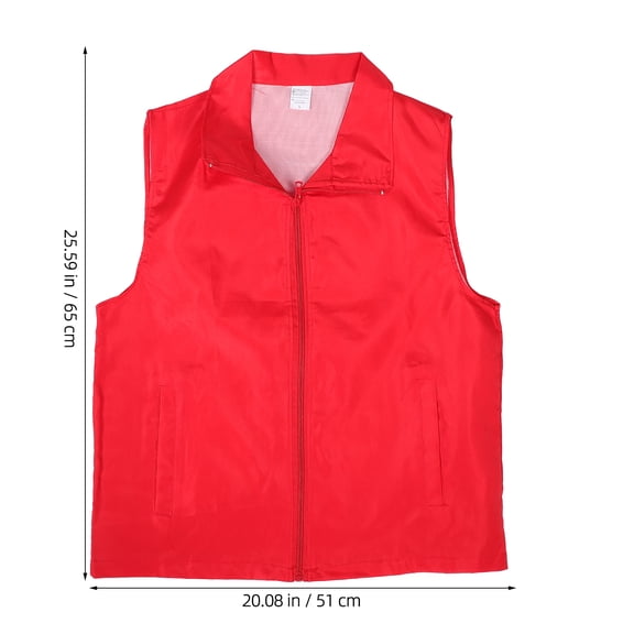 MEIBUTYUP Red High-Visibility Polyester Volunteer Safety Vest with Reflective Strips for Work Events and Outdoor Activities