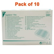 3M Tegaderm 1626W Transparent Film Dressing 4 x 4 3/4 - Best for Wound Care, Minor Burns, IV Sites, Ulcers, Scrapes First Aid Sterile, Waterproof, Breathable & Non-Allergic Bandage - Pack of 10