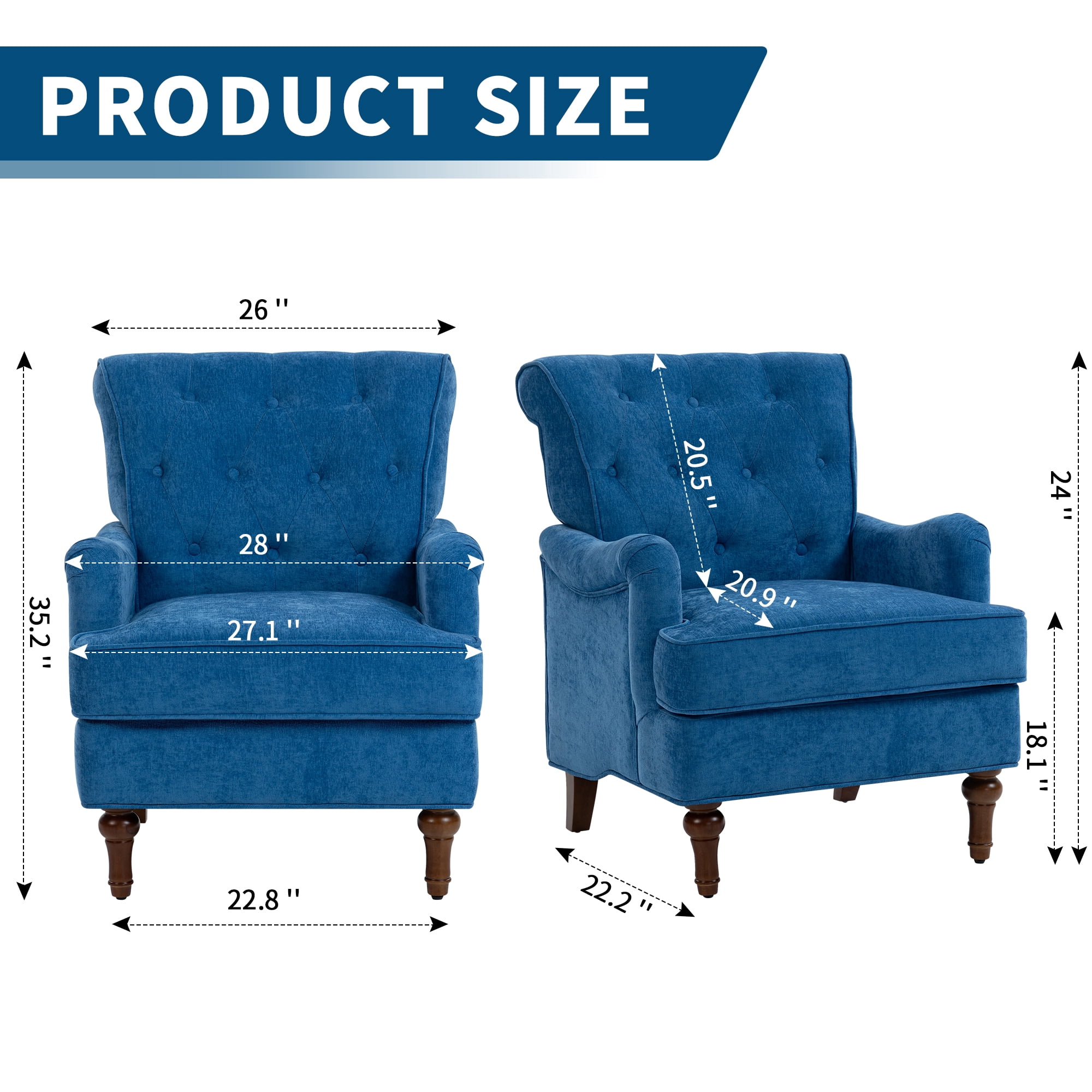 MOONISS Upholstered Accent Chair for Living Room and Bedroom,Heavy-Duty Fabric Armchair with Reinforced Wood Frame, Supportive Seat Cushion, Stable Retro Legs, Lounge Chair for Reading, Work