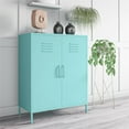 thumbnail image 2 of Novogratz Cache 2 Door Metal Locker Style Storage Accent Cabinet, Mint, 2 of 13