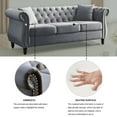 thumbnail image 5 of 3 Seater Chesterfield Sofa with 2 Pillows, Classic Velvet Upholstered Tufted Couch with Rolled Arms and Nailhead, Leisure Sofa Couch for Living Room, Bedroom, Office, Apartment, Grey, 5 of 9